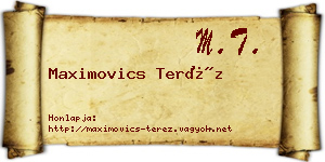 Maximovics Teréz névjegykártya