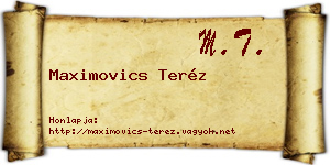 Maximovics Teréz névjegykártya